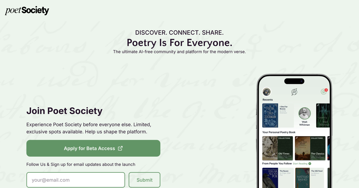 I created AI Free Social platform for writing and reading poetry and short stories - would love some logo